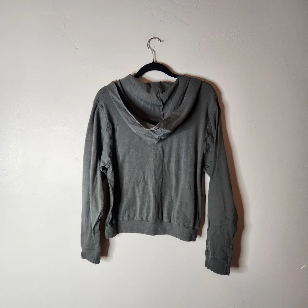 Skims Logo Pointelle Zip Up Hoodie In Mineral Green Size 4X - Picture 3 of 6